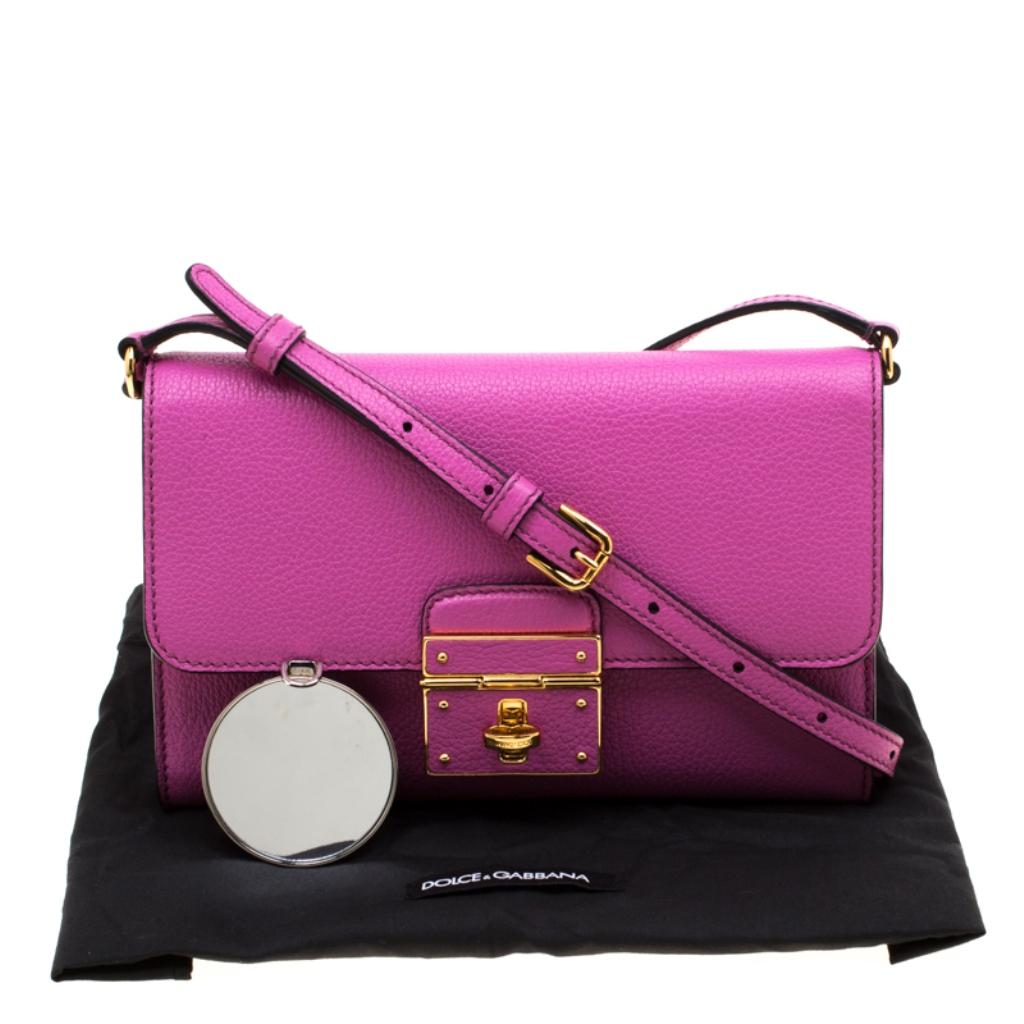 Dolce & Gabbana Pink Leather Rosalia Crossbody Bag 7