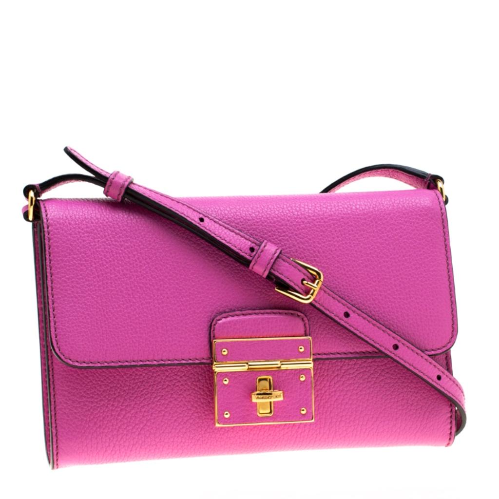 Women's Dolce & Gabbana Pink Leather Rosalia Crossbody Bag