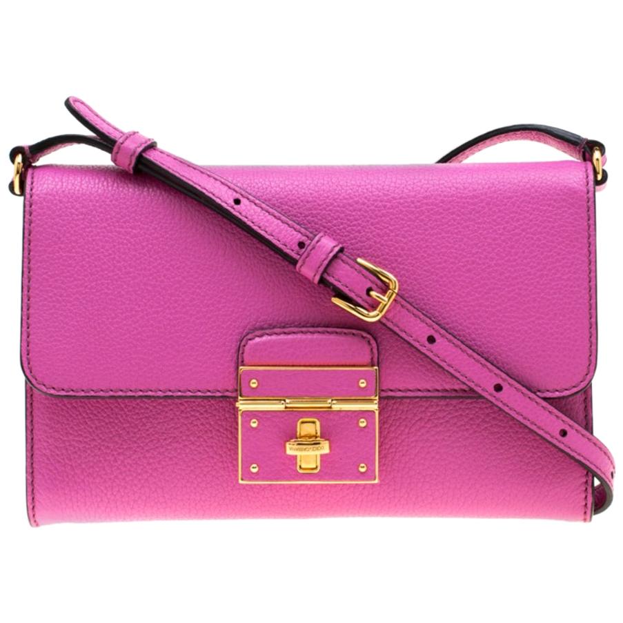 Dolce & Gabbana Pink Leather Rosalia Crossbody Bag
