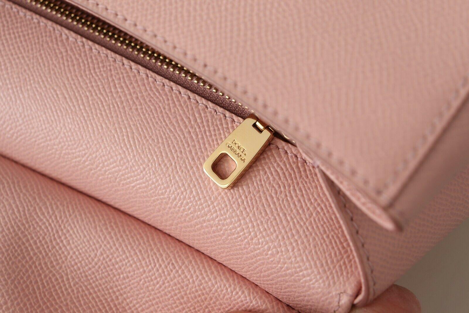 Dolce & Gabbana Pink Leather Sicily Top Handle Handbag Shoulder Bag With DG Logo 4