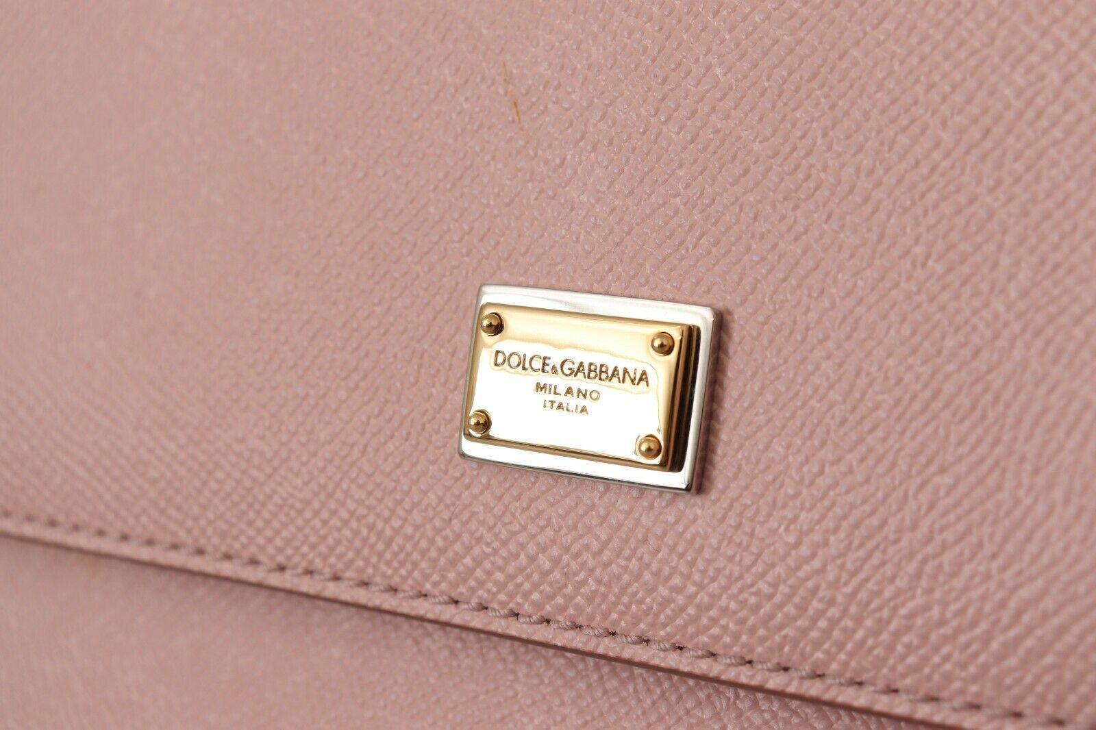 Brown Dolce & Gabbana Pink Leather Sicily Top Handle Handbag Shoulder Bag With DG Logo