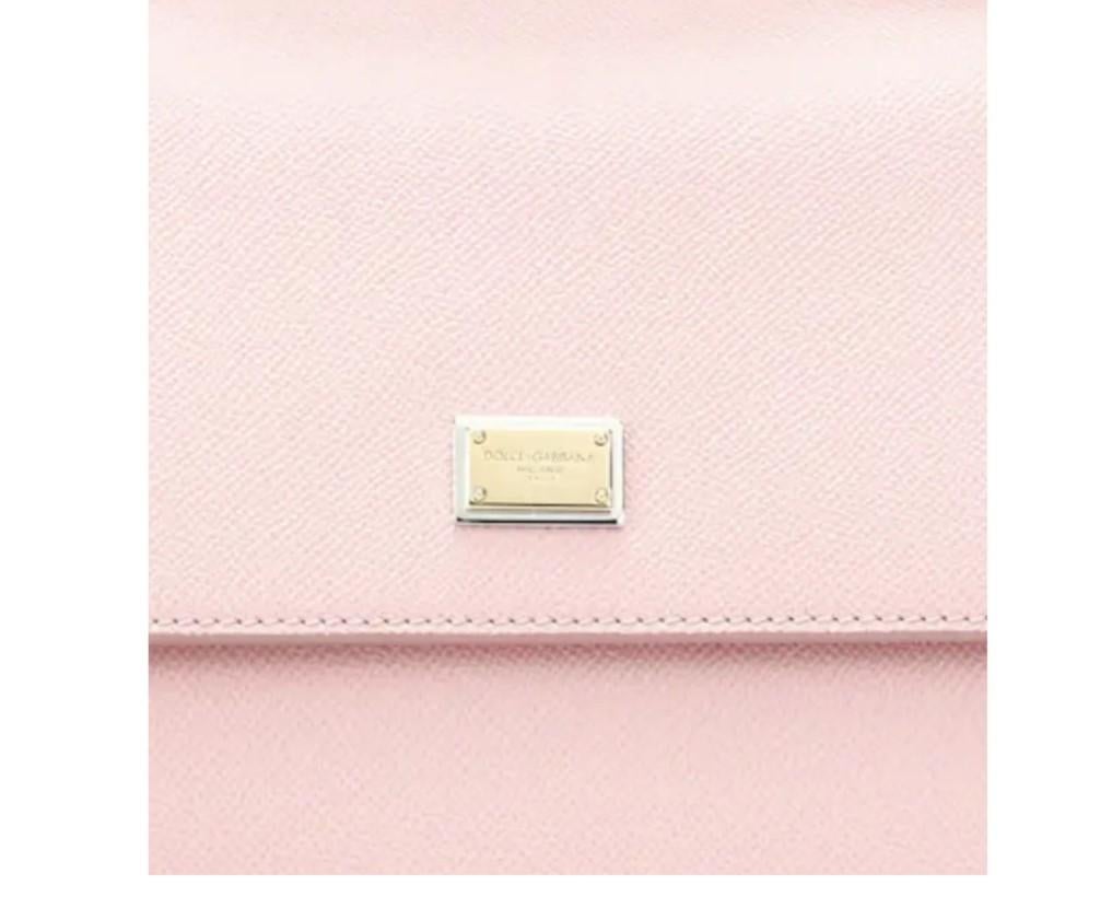 Dolce & Gabbana Rosa Leder Sicily Top Handle Handtasche Umhängetasche mit DG Logo aus Leder 1