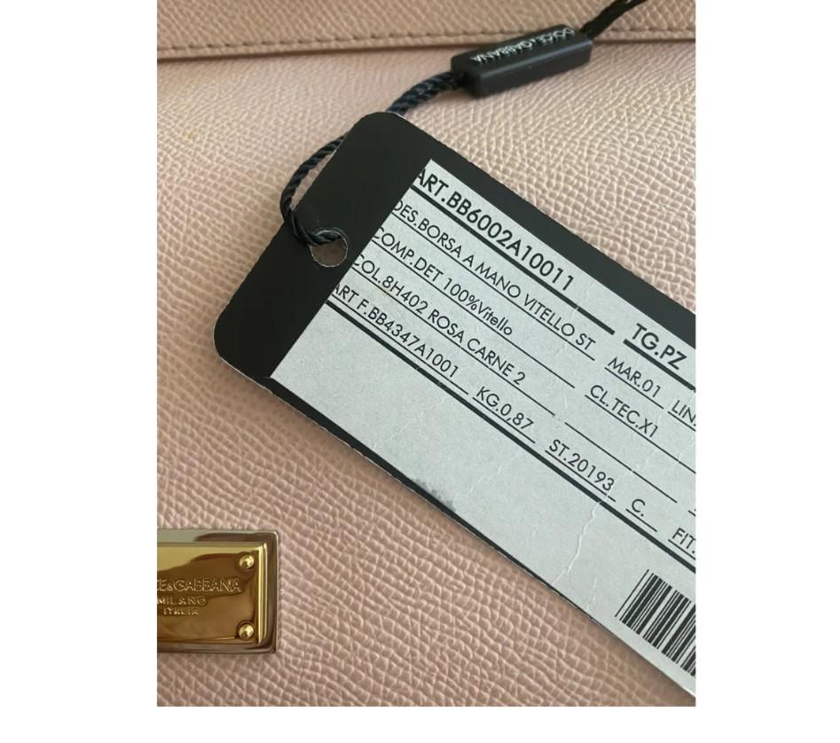 Dolce & Gabbana Rosa Leder Sicily Top Handle Handtasche Umhängetasche mit DG Logo aus Leder 4