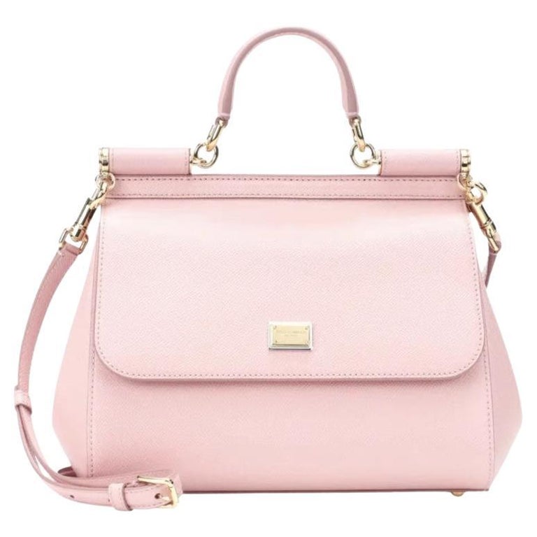 Dolce and Gabbana Pink Leather Sicily Top Handle Handbag Shoulder Bag ...