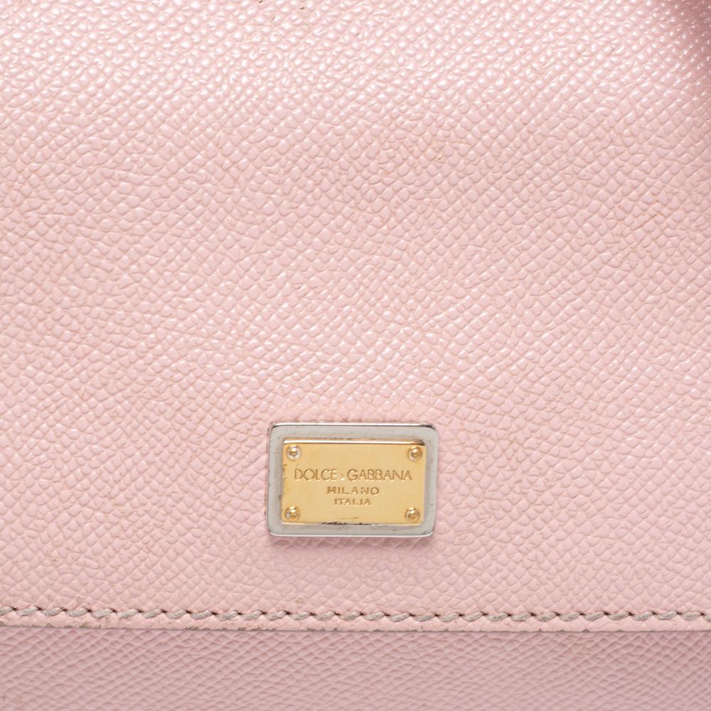 Dolce & Gabbana Pink Leather Small Miss Sicily Top Handle Bag 5