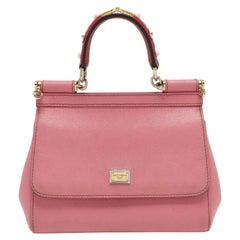 Dolce 
Gabbana Pink Leather Small Miss Sicily Top Handle Bag