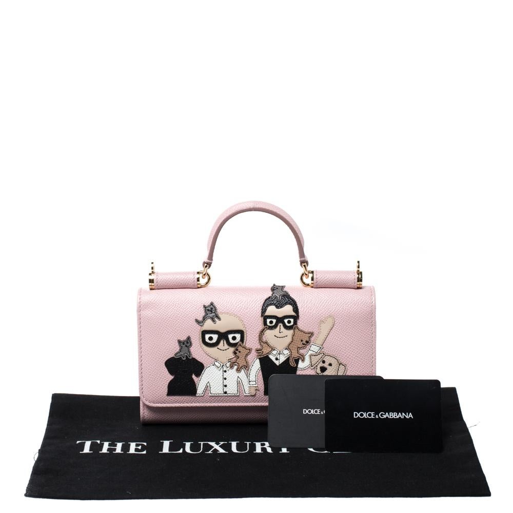 Dolce & Gabbana Pink Leather Smartphone Family Sicily Von Bag 5