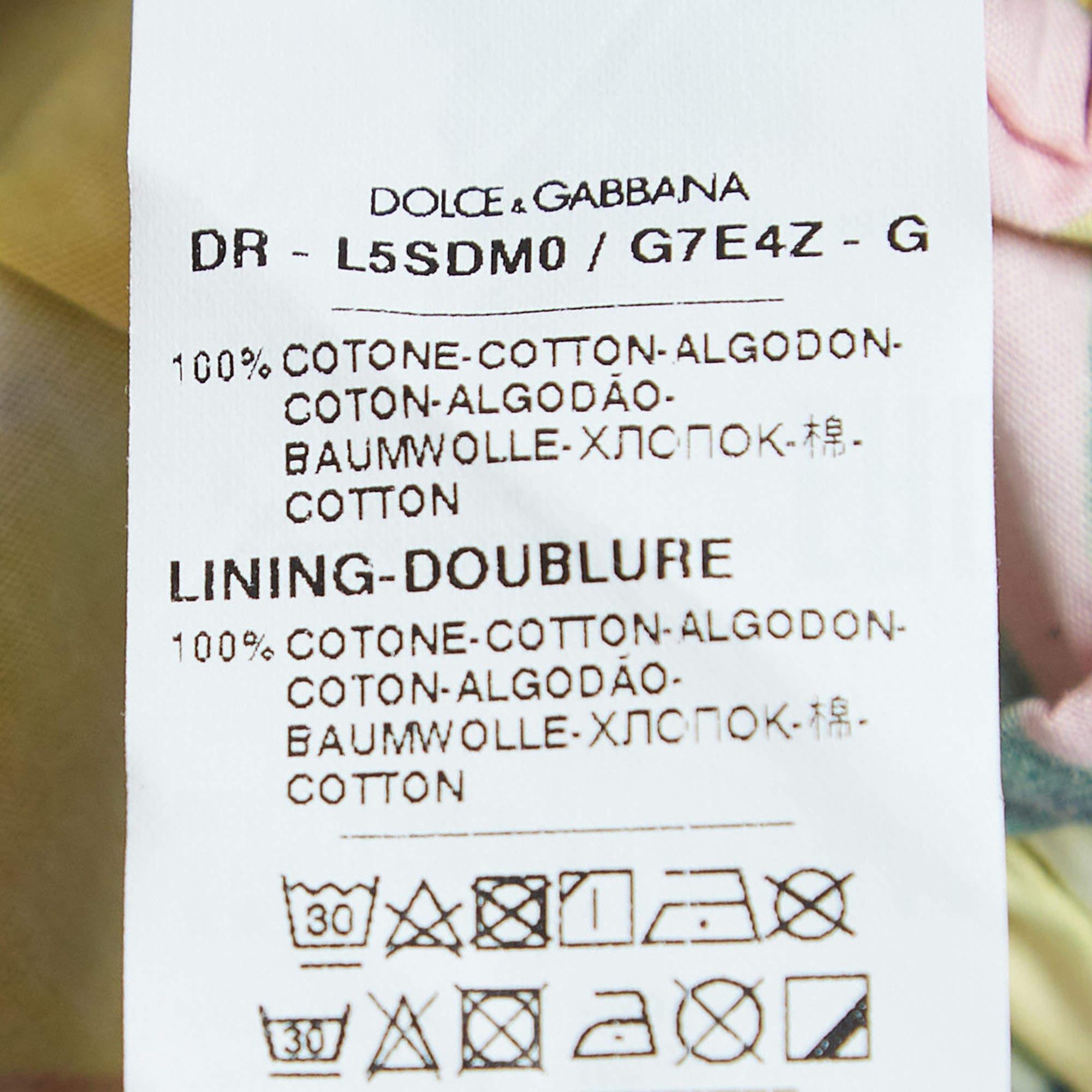 Dolce & Gabbana Pink Lemon Print Cotton Poplin Dress (11-12 Yrs) For Sale 1