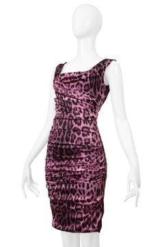 Dolce & Gabbana Pink Leopard Ruched Dress
