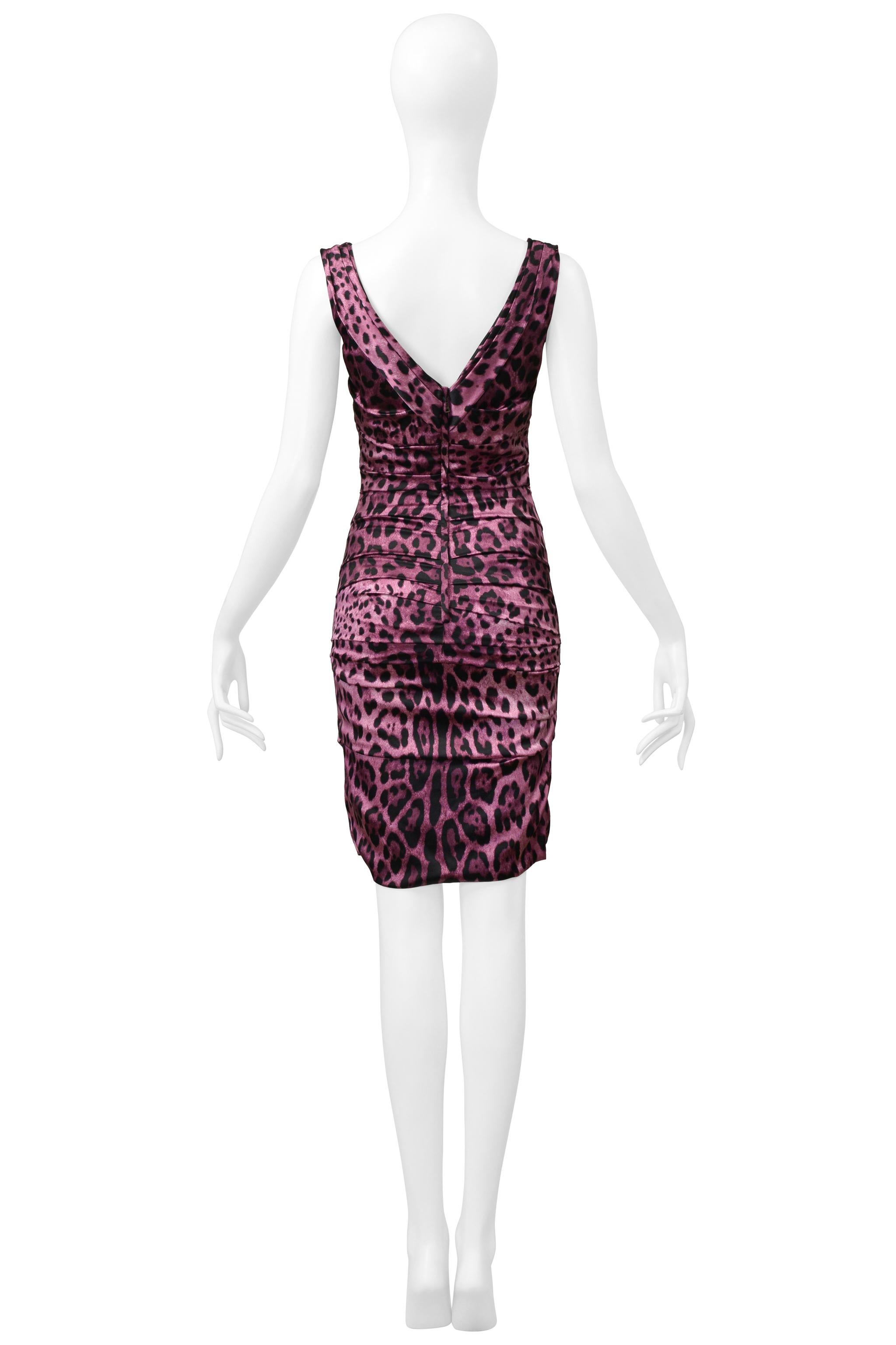 Dolce & Gabbana Pink Leopard Ruched Dress For Sale 3