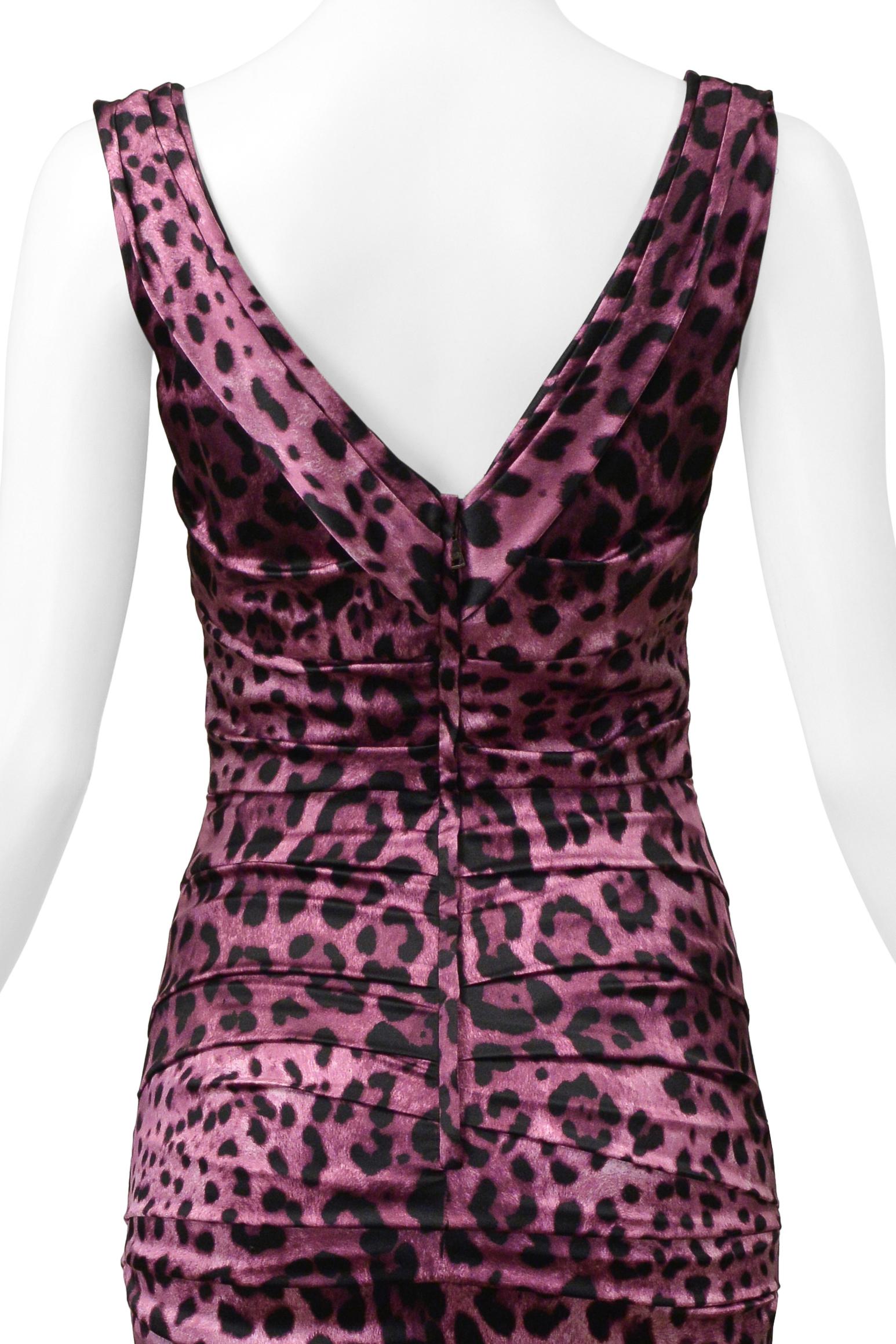 Dolce & Gabbana Pink Leopard Ruched Dress For Sale 4