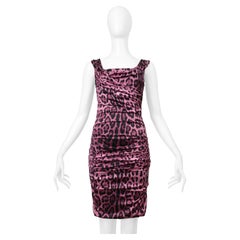 Dolce & Gabbana Pink Leopard Ruched Dress