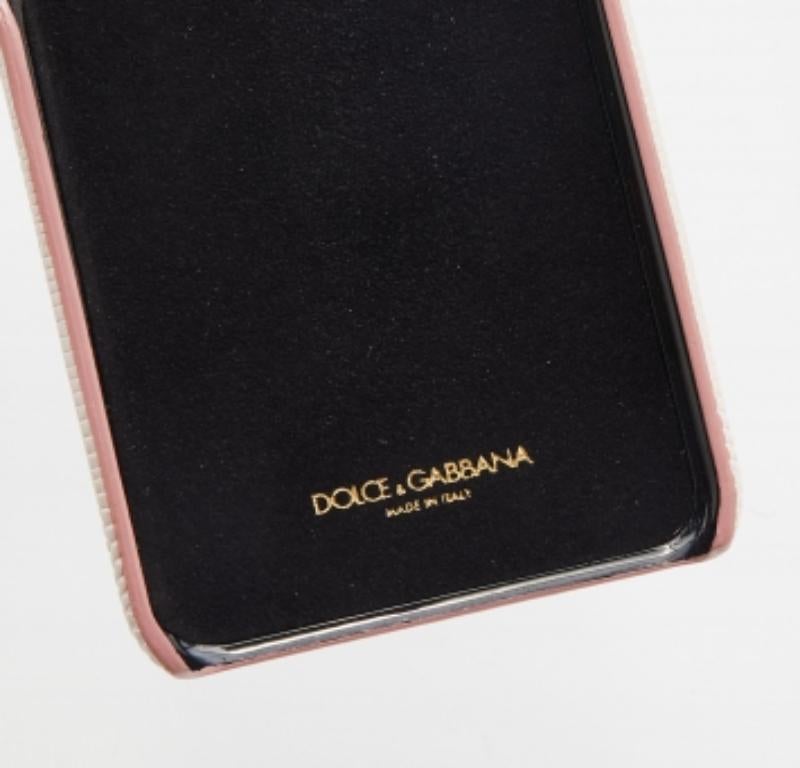 Dolce & Gabbana Rosa Eidechse geprägte Leder Kristall verschönert iPhone 6 Fall im Angebot 2