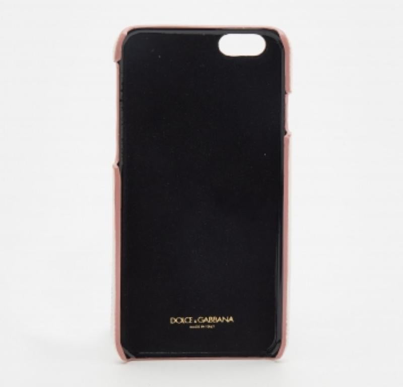 Dolce & Gabbana Rosa Eidechse geprägte Leder Kristall verschönert iPhone 6 Fall im Angebot 3
