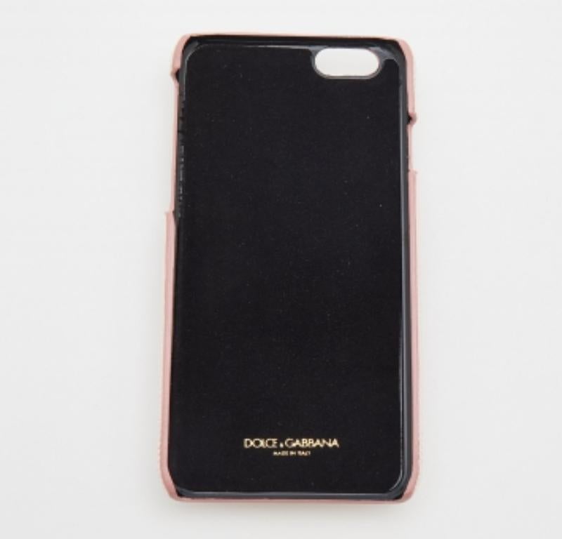 Dolce & Gabbana Rosa Eidechse geprägte Leder Kristall verschönert iPhone 6 Fall im Angebot 4