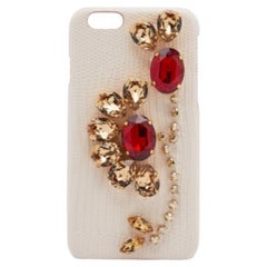 Dolce & Gabbana Rosa Eidechse geprägte Leder Kristall verschönert iPhone 6 Fall