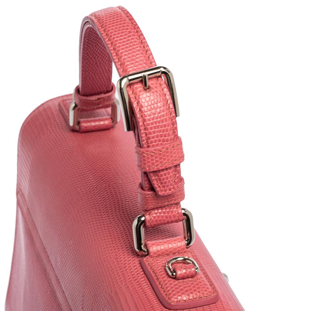 Dolce & Gabbana Pink Lizard Embossed Leather Medium Miss Monica Top Handle Bag 2