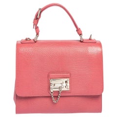 Dolce & Gabbana Rosa Ledertasche mit Eidechsenprägung Medium Miss Monica Henkeltasche