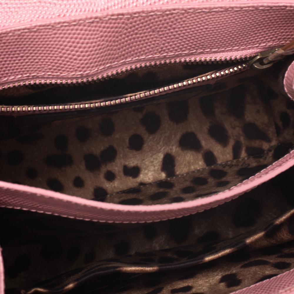 Dolce & Gabbana Pink Lizard Embossed Leather Welcome Top Handle Bag 5
