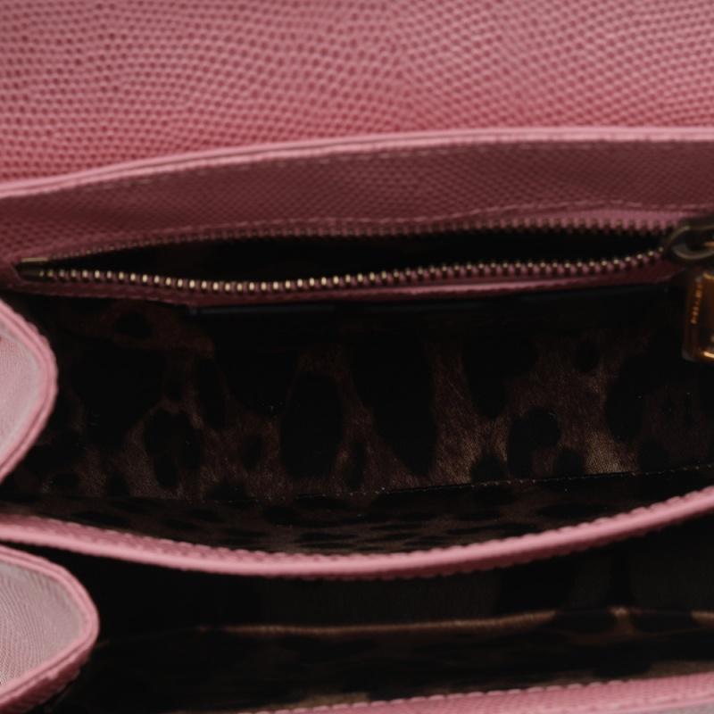 Dolce & Gabbana Pink Lizard Embossed Leather Welcome Top Handle Bag 2