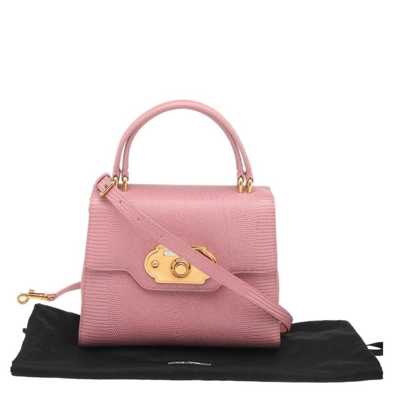 Dolce & Gabbana Pink Lizard Embossed Leather Welcome Top Handle Bag 4