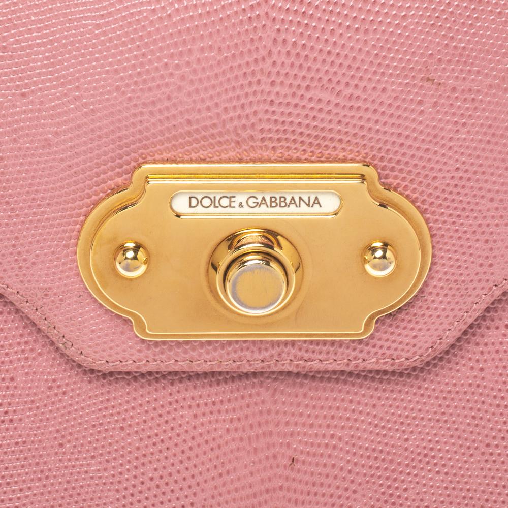 Dolce & Gabbana Pink Lizard Embossed Leather Welcome Top Handle Bag 2