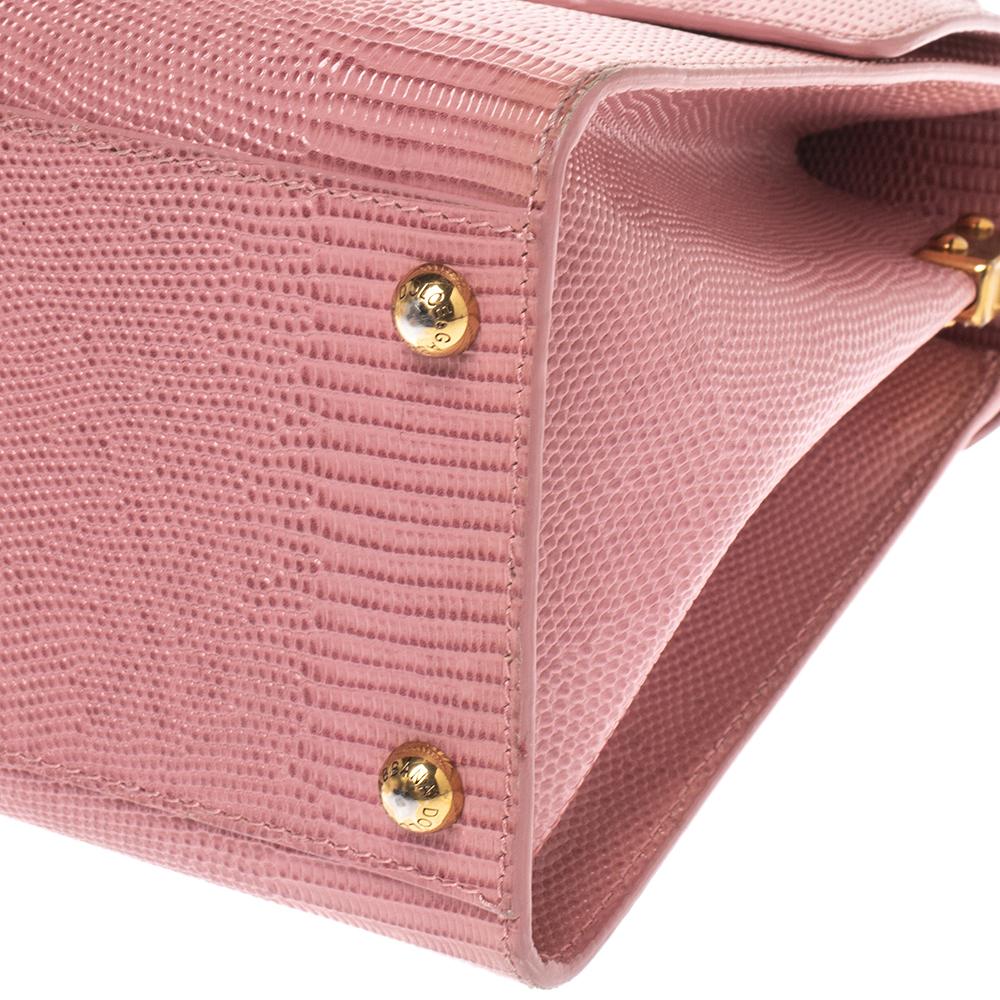 Dolce & Gabbana Pink Lizard Embossed Leather Welcome Top Handle Bag 3