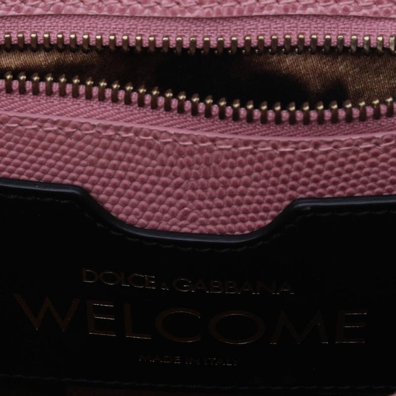 Women's Dolce & Gabbana Pink Lizard Embossed Leather Welcome Top Handle Bag