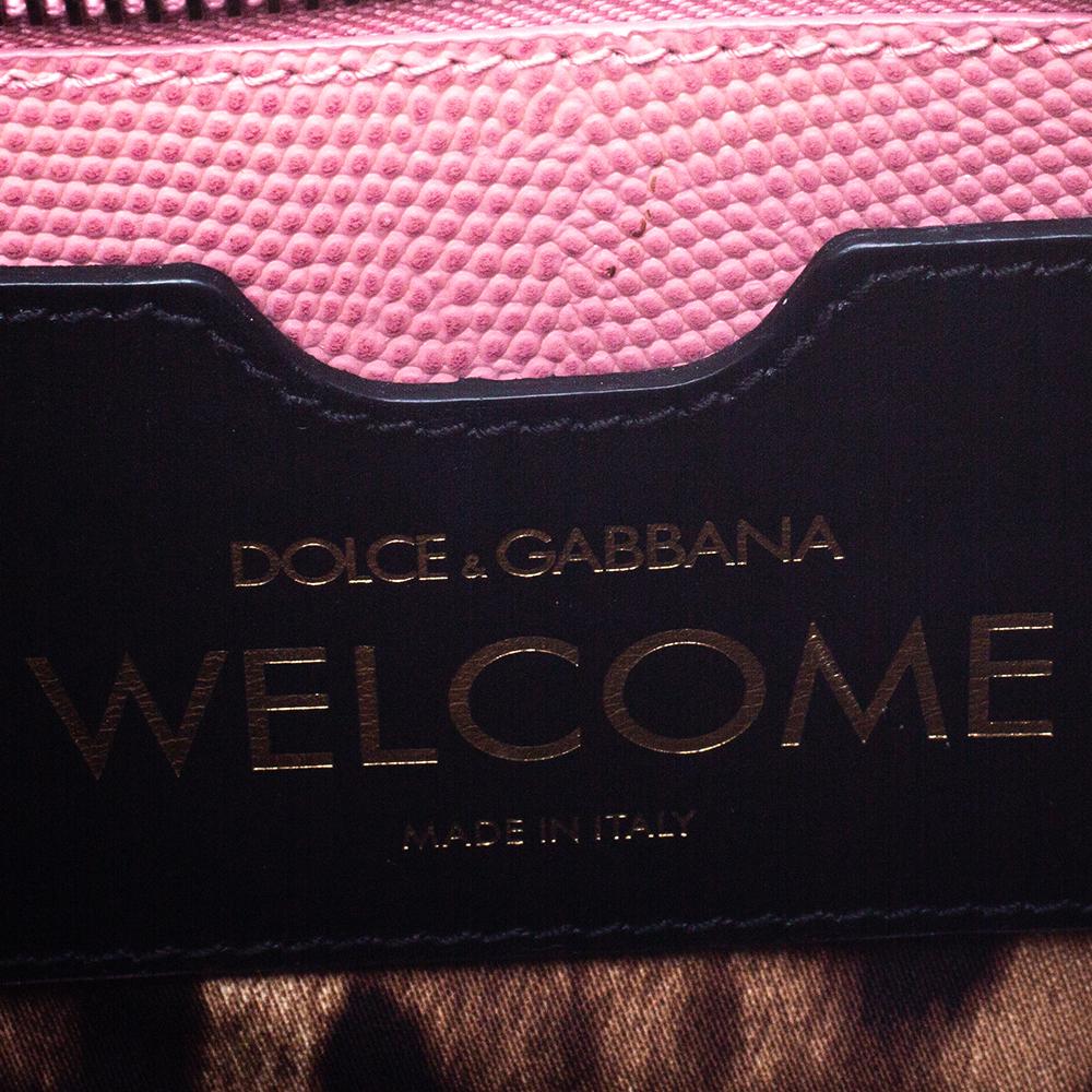 Dolce & Gabbana Pink Lizard Embossed Leather Welcome Top Handle Bag 4