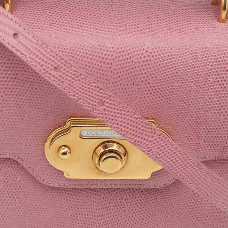 Dolce & Gabbana Pink Lizard Embossed Leather Welcome Top Handle Bag 1
