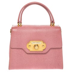 Dolce & Gabbana Pink Lizard Embossed Leather Welcome Top Handle Bag