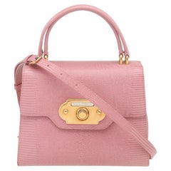 Dolce & Gabbana Pink Lizard Embossed Leather Welcome Top Handle Bag