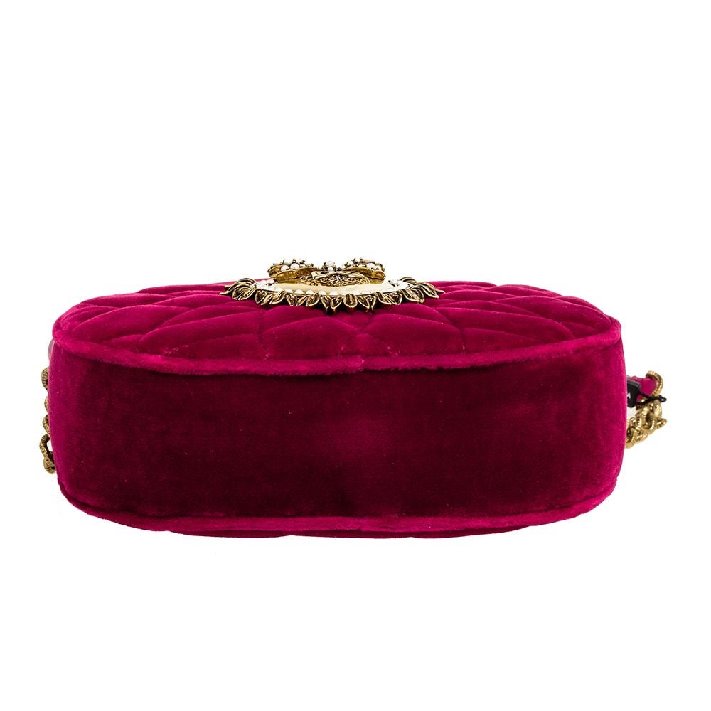 Women's Dolce & Gabbana Pink Matelassé Velvet Devotion Camera Crossbody Bag