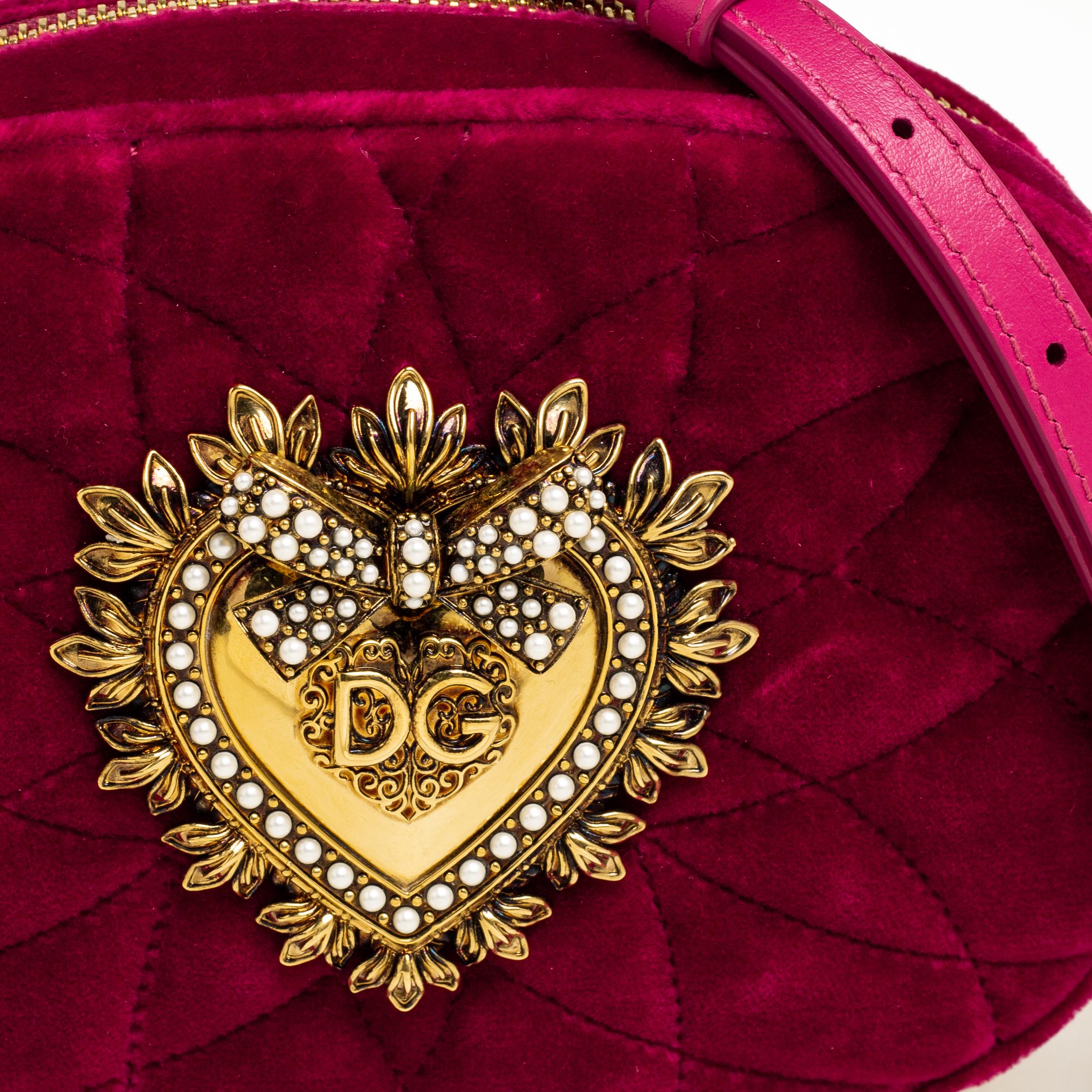 Dolce & Gabbana Pink Matelassé Velvet Devotion Camera Crossbody Bag 3