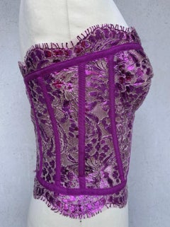 Dolce & Gabbana pink metallic lace Bustier