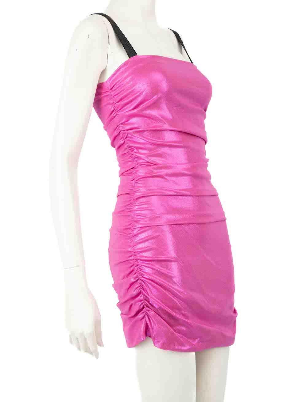CONDITION is Never worn, with tags. No visible wear to dress is evident on this new Dolce & Gabbana designer resale item.
 
 
 
 Details
 
 
 Pink metallic
 
 Viscose
 
 Dress
 
 Mini
 
 Sleeveless
 
 Adjustable shoulder straps
 
 Ruched detail
 
