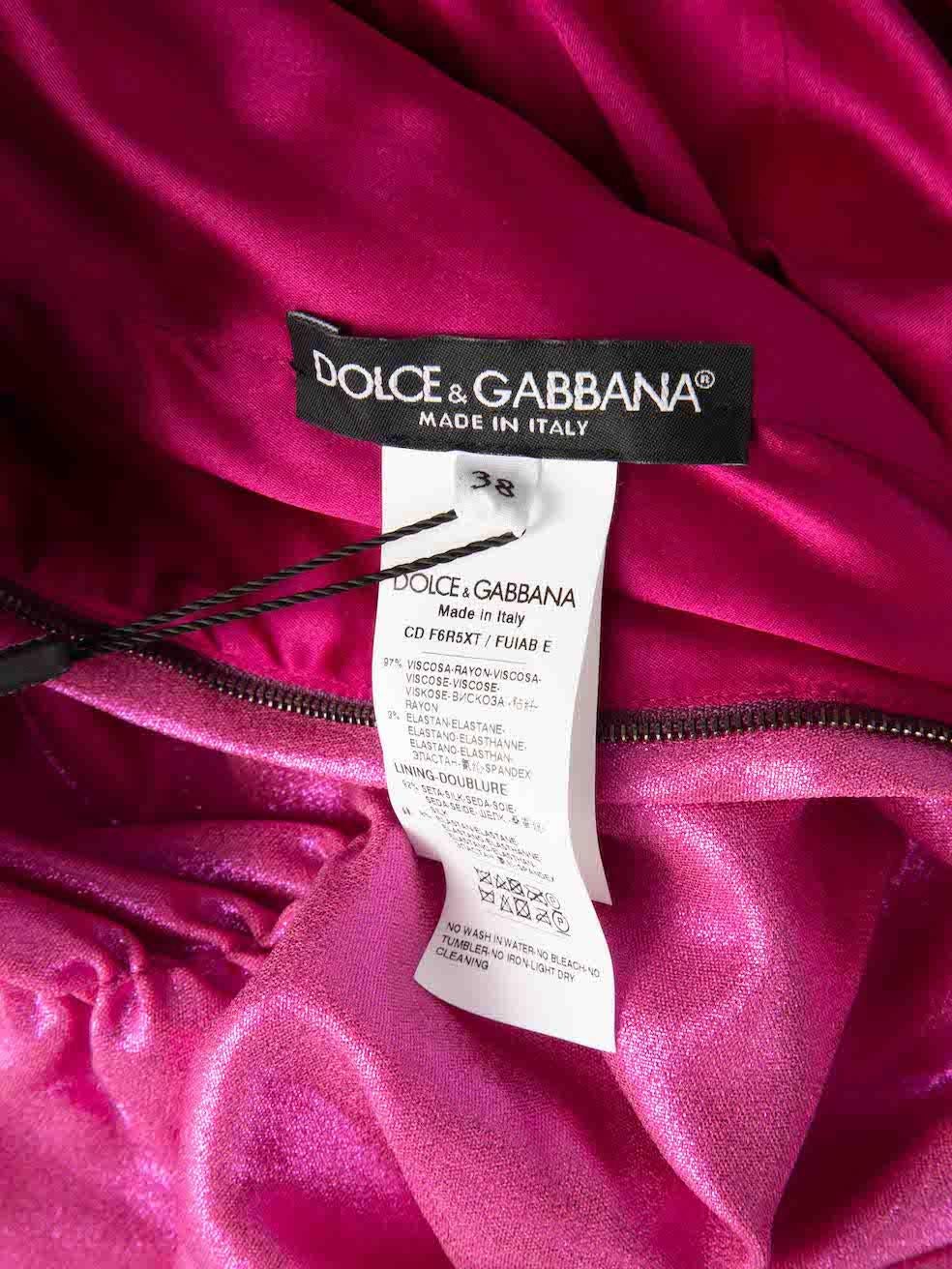 Women's Dolce & Gabbana Pink Metallic Ruched Mini Dress Size XS