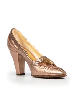 Dolce & Gabbana Pink Metallic With DG Buckle Pumps Size IT 37.5