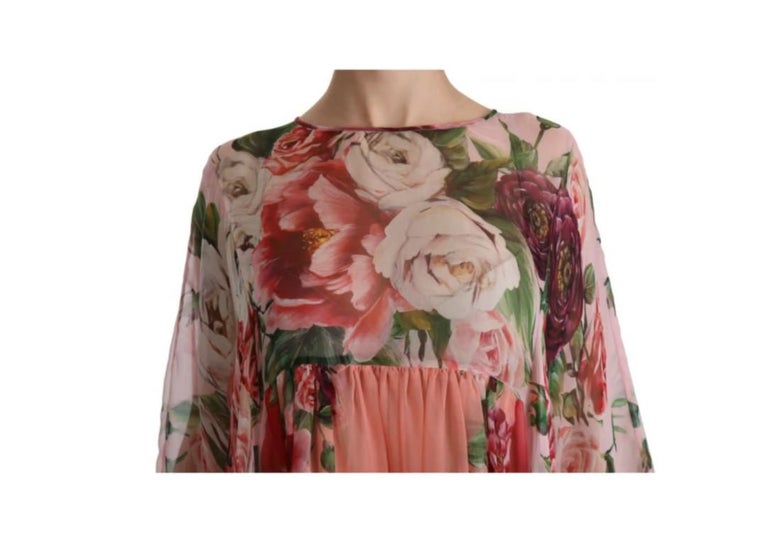 Dolce & Gabbana Pink Cotton Roses Dress