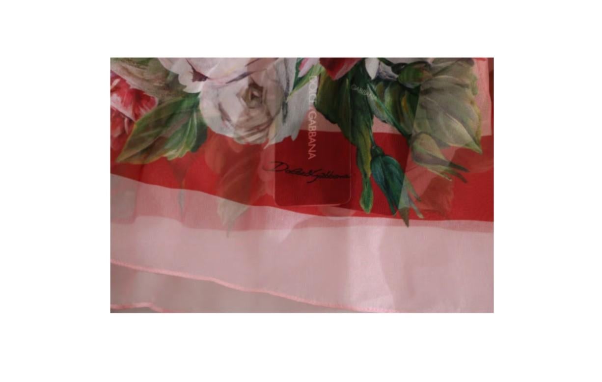 Dolce & Gabbana Pink Multicolor Silk Roses Floral Kaftan Dress Mid-length Midi For Sale 4