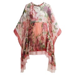 Dolce & Gabbana Pink Multicolor Silk Roses Floral Kaftan Dress Mid-length Midi