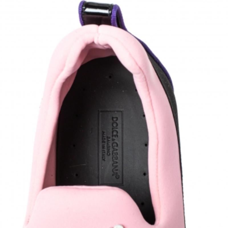 Women's Dolce & Gabbana Pink Neoprene Embellished Slip On Sneakers Size 38 For Sale