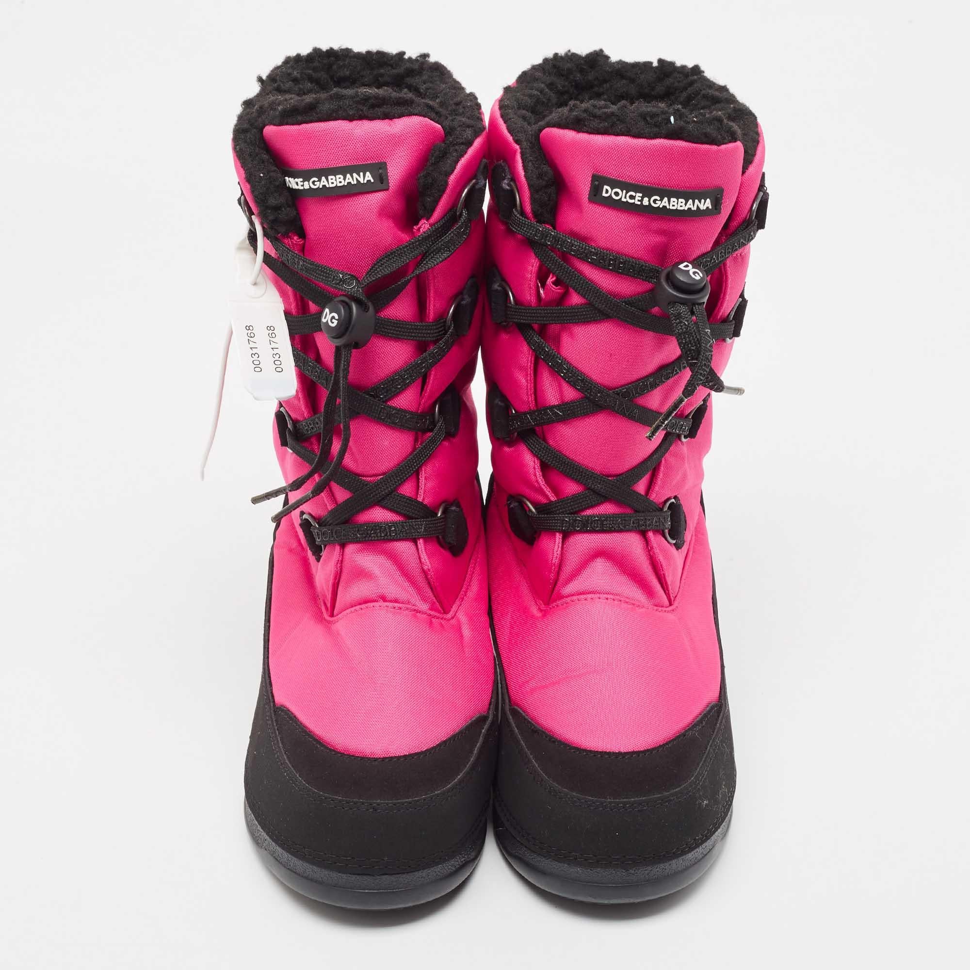 Marron Bottes de neige rose Dolce & Gabbana, taille 35/36 en vente