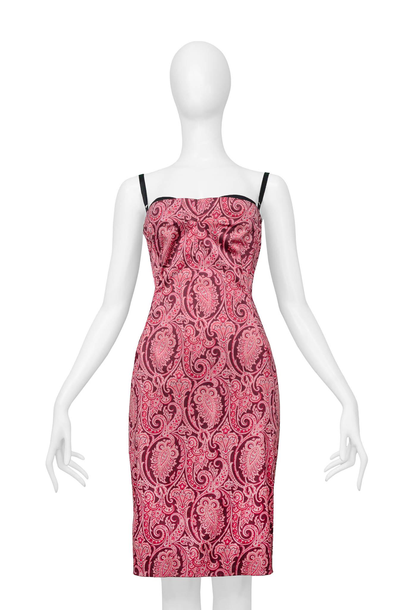 Beige Dolce & Gabbana Pink Paisley Body-Con Dress For Sale