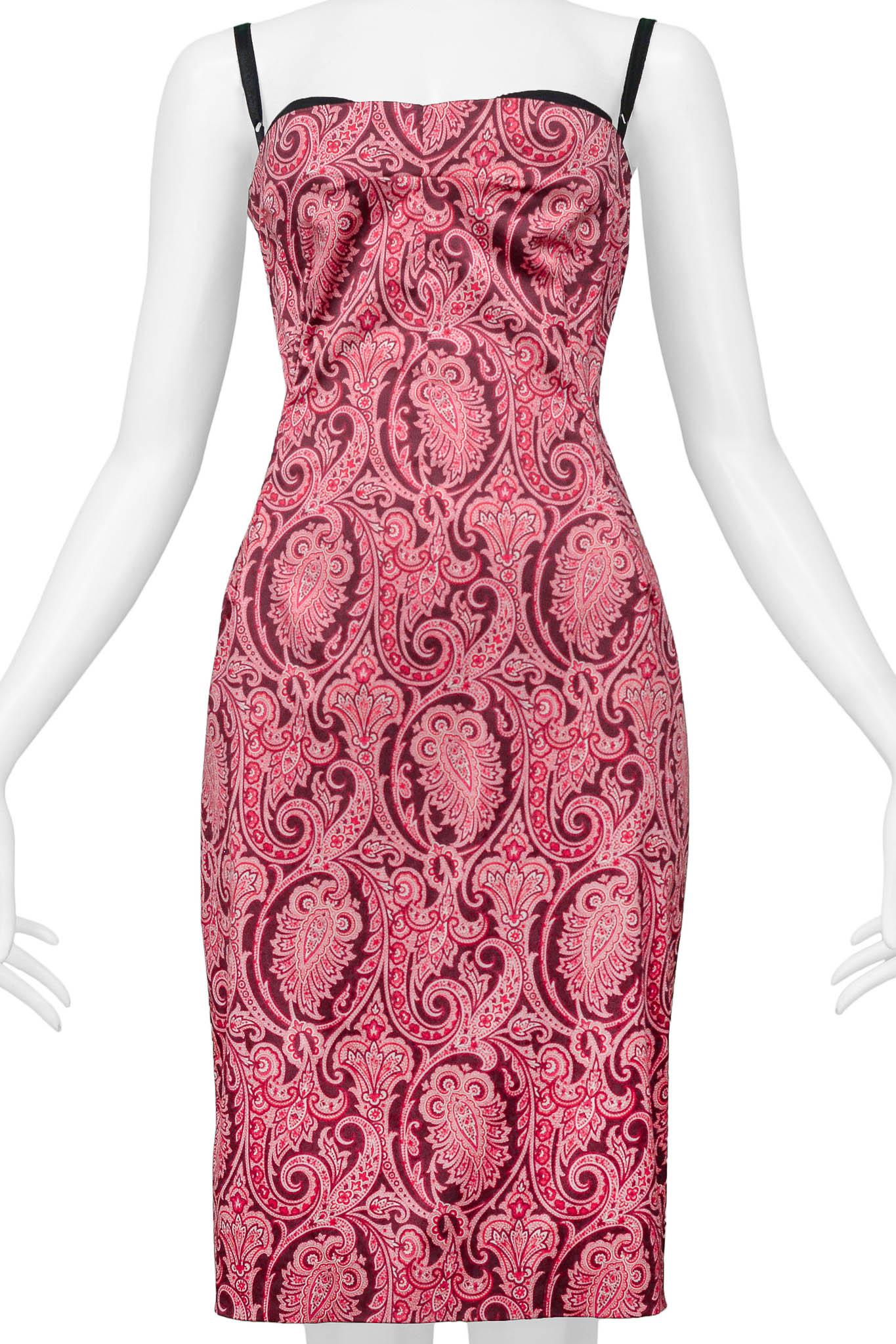 Dolce & Gabbana Pink Paisley Body-Con Dress In Excellent Condition For Sale In Los Angeles, CA