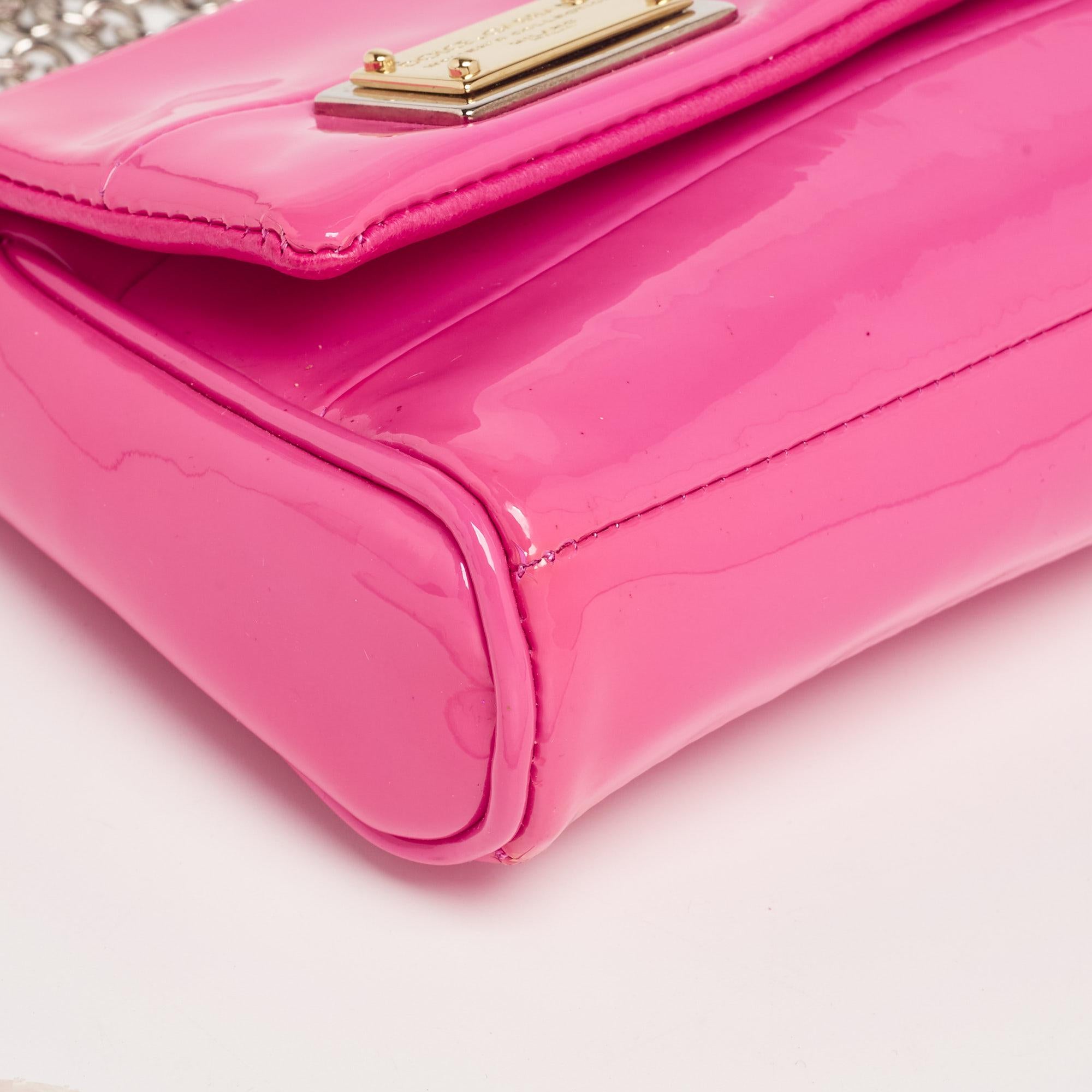 Dolce & Gabbana Pink Patent Leather Miss Martini Shoulder Bag 1