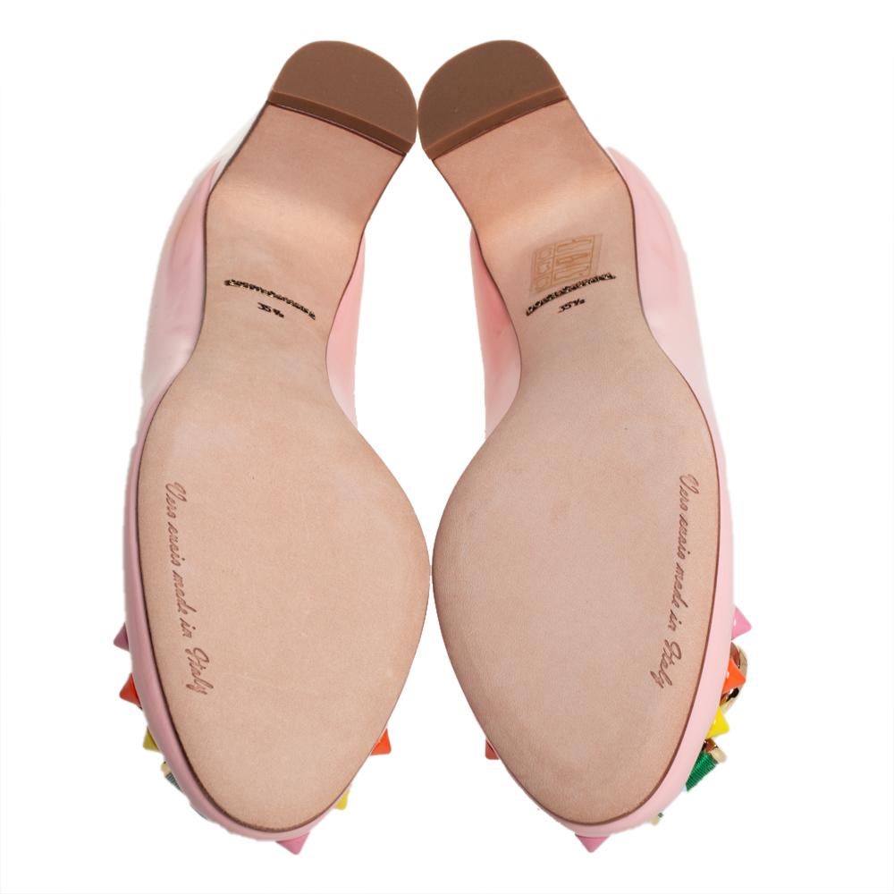 Women's Dolce & Gabbana Pink Patent Leather Seamstress Block Heel Pumps 35.5