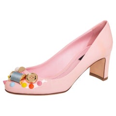 Dolce & Gabbana Pink Patent Leather Seamstress Block Heel Pumps 35.5