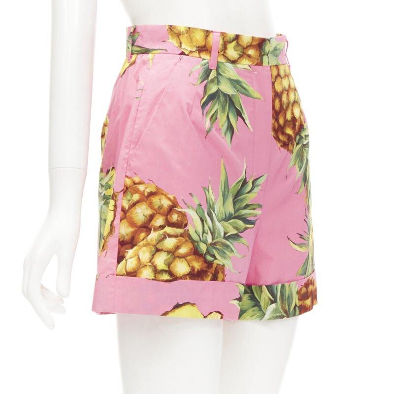 Beige DOLCE GABBANA rosa Stampa ananas Linea A a vita alta IT38 XS in vendita