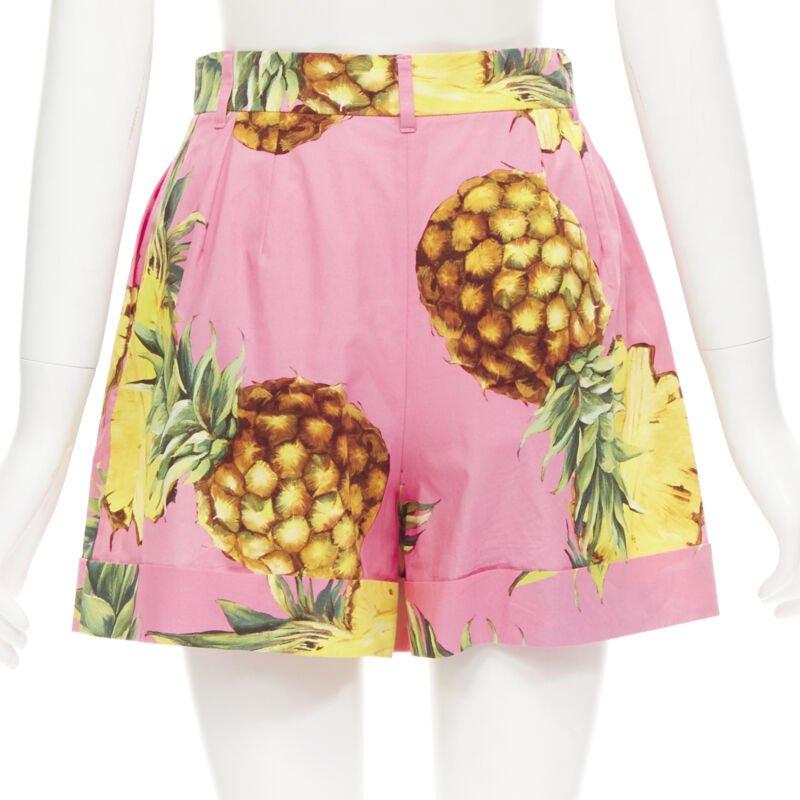 Donna DOLCE GABBANA rosa Stampa ananas Linea A a vita alta IT38 XS in vendita